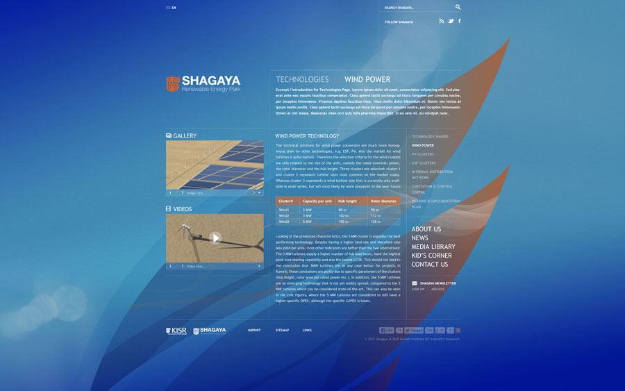 Website designs for SHAGAYA | Renewable Energy Park project by KISR