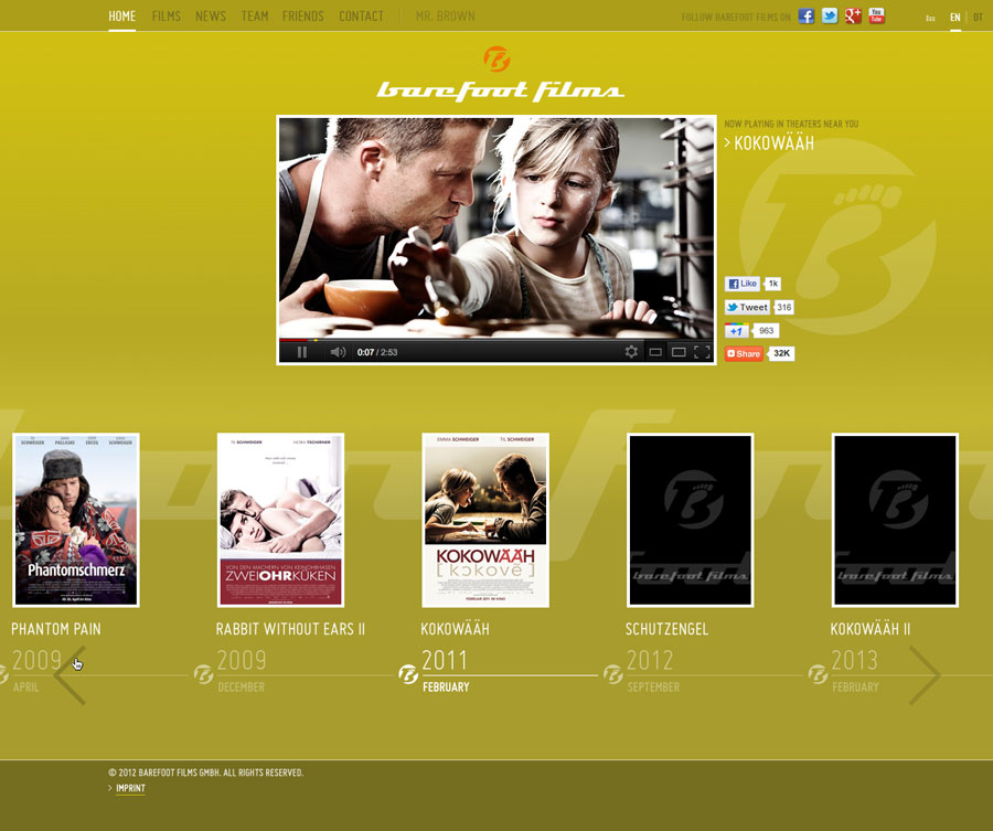 Website design for Barefoot Films
