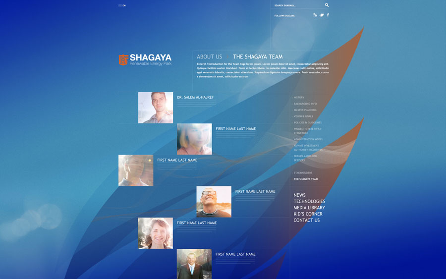 Website designs for SHAGAYA | Renewable Energy Park project by KISR
